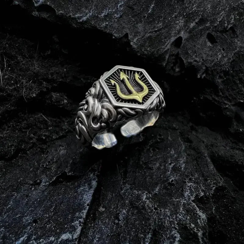 Retro Domineering Ethnic Style Fire-Breathing Dragon Ring Men\\\\\'s Charm Open Ring Punk Motorcycle Rider Jewelry Accessories