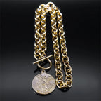 Saint Michael Angel Necklace Bracelet Set — Gold