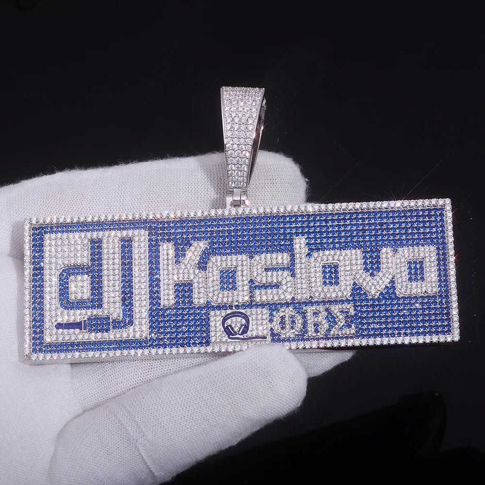 Iced Out Letter Pendant Necklace 925 Silver