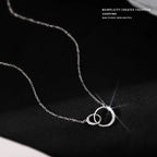 925 Sterling Silver Circle Necklace Personality Charm Geometric Shape Pendant Choker Birthday Gift for Women Exquisite Jewelry