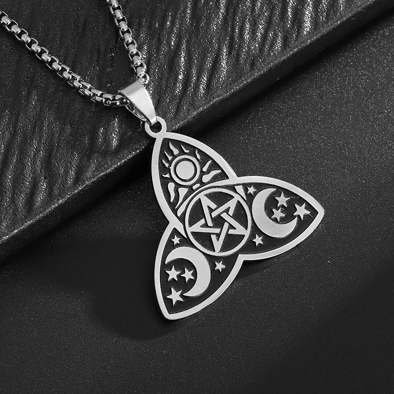 Sun Moon Star Trinity Pendant Necklace