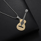Retro Punk Music Guitar Necklace for Men Personalized Gothic Pendant Fashion Hip Hop Rock Singer Jewelry Gift
