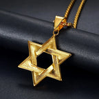 Jewish Star of David Pendant Necklaces Male Gold Color Stainless Steel Hexagram Necklace for Men/Women Jewelry Birthday