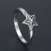 1Pcs Non-Fading Stainless Steel Cross-Border Five-Pointed Star Men's Ring Punk Hip-Hop Jewelry