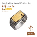 Nordic Hammer Ring Silver Inlaid Copper Viking Rune Silver Jewelry