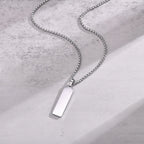Vnox Mens Silver Color Bar Necklaces, Geometric Stainless Steel Pendant with Box Chain, Minimalst Metal Jewelry Gift