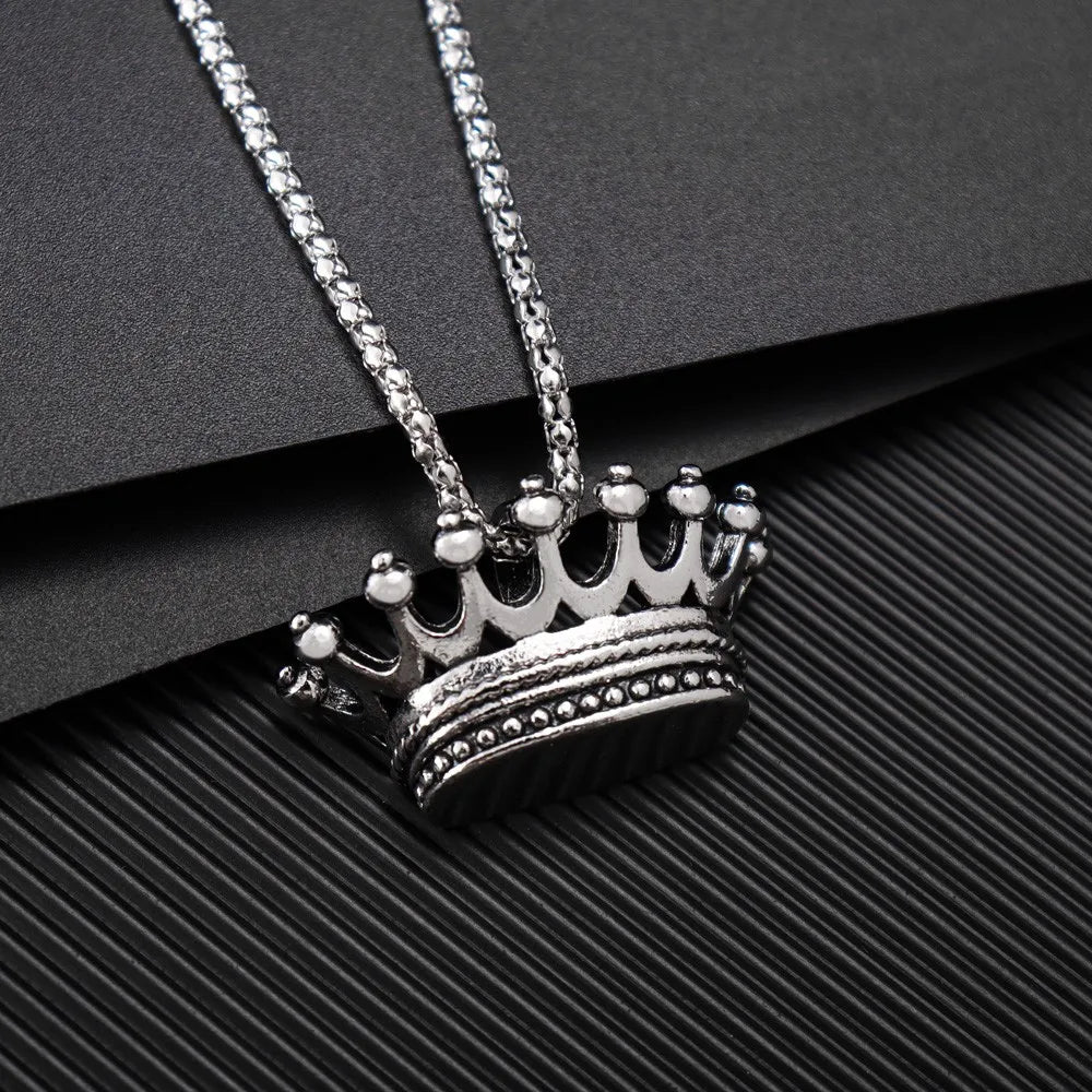 3D Rapper King Crown Pendant Necklace — Two-Tone