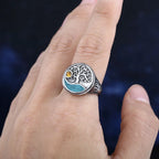 Viking Tree of Life Ring, Yellow Zircon — Stainless Steel
