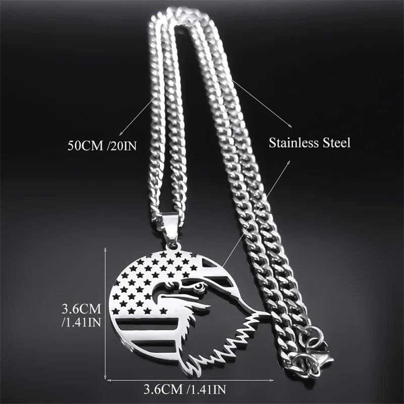American Eagle Flag Pendant — Stainless