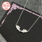 Iced Out Bat Silver Pendant Sterling Gothic Wing