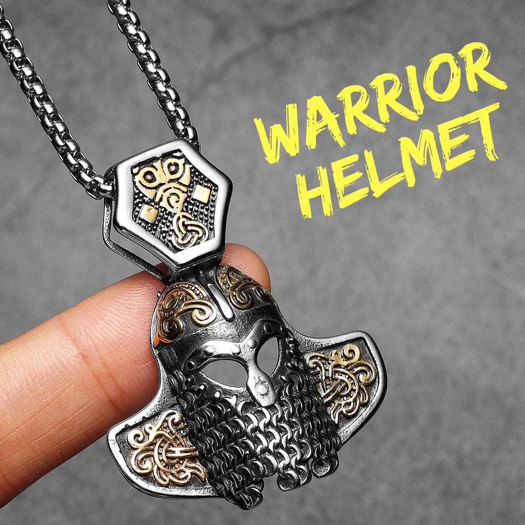 Viking Helmet Pendant Necklace — Stainless Steel