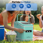 LOEFME 1.4L Ice Maker 12kg/24h Portable Ice Maker 6 Mins 9pcs Ice Cubes Self-Cleaning with Scoop for Home Cafes Camping