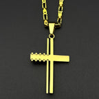 Gold Jesus Cross Pendant Necklace Byzantine — Stainless Steel