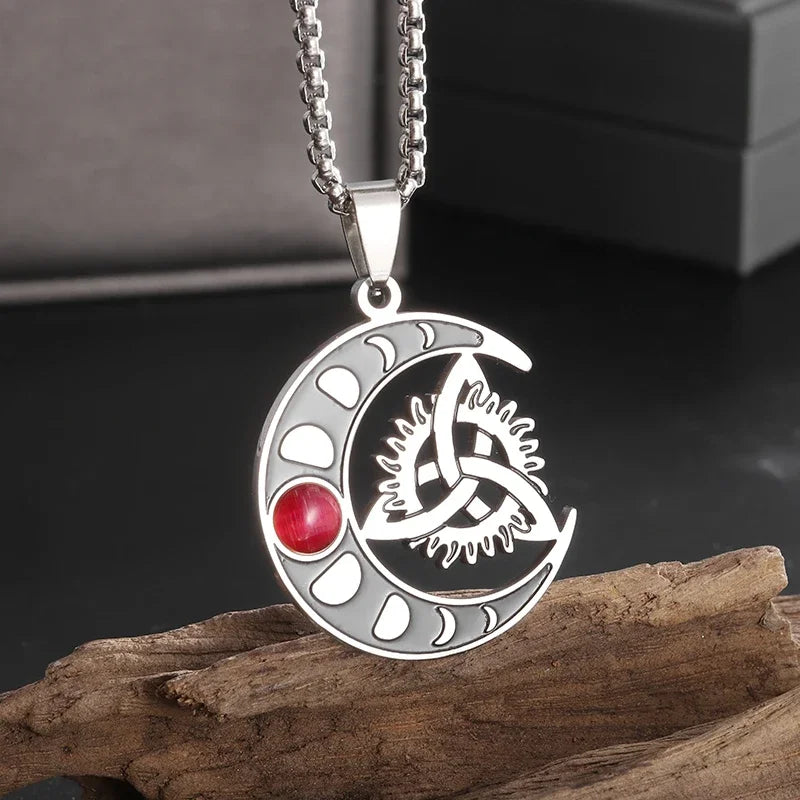 Sun Moon Star Trinity Pendant Necklace