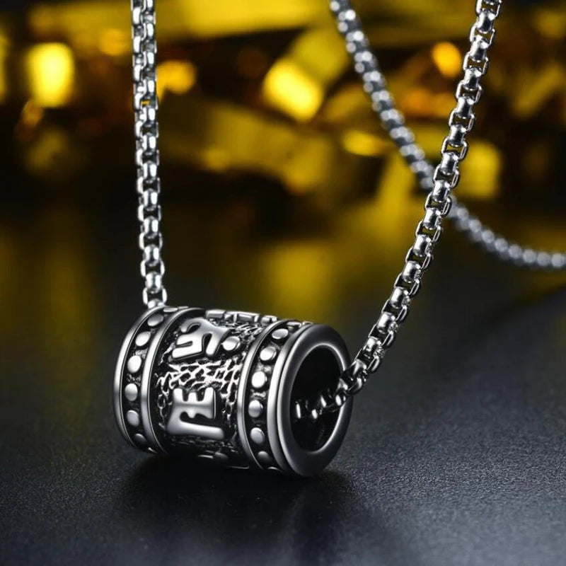 Silver Rune Bead Pendant Necklace Box Chain