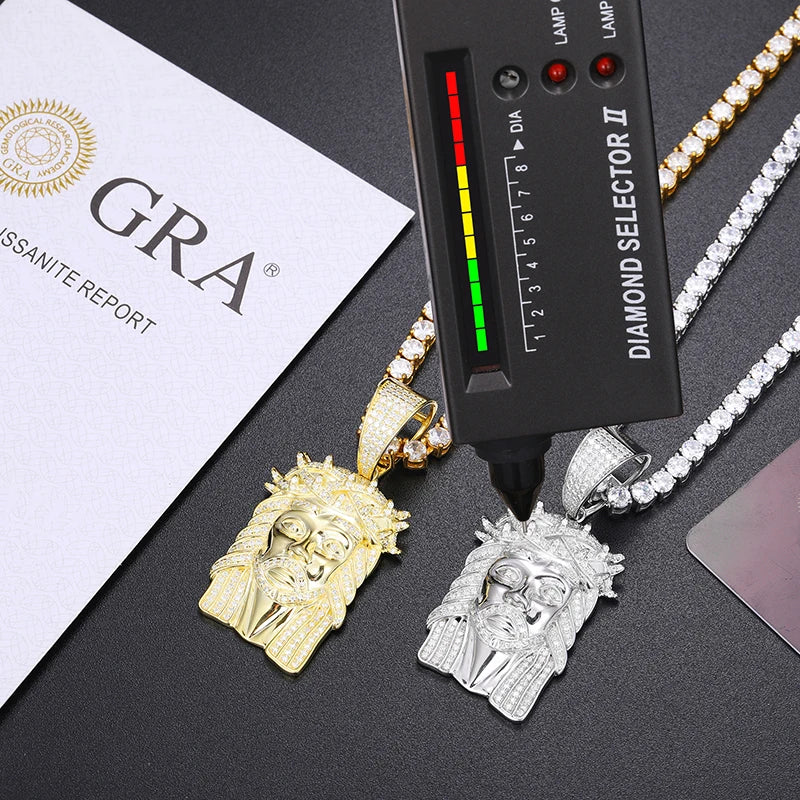 TUHE Unisex Iced Out Jesus Pendants VVS1 Moissanite Pendants Necklace Silver 925 For Men Hip Hop Jewelry