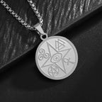 Stainless Steel Solomon Flower of Life Chakra Spirituality Necklace Archangel Sacred Geometry Metatron Pendant Jewelry Men Women