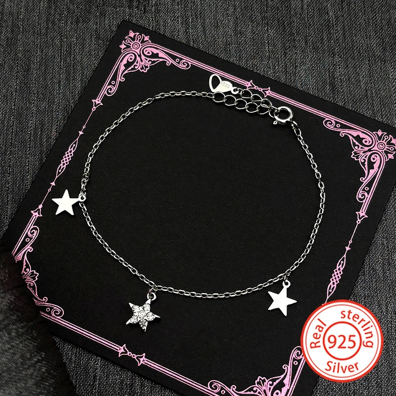 Star Silver Bracelet Sterling Zircon Vintage Mystical
