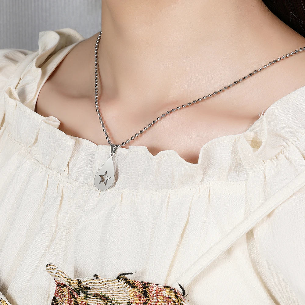 Hollow Pentagram Pendant Necklace — Stainless Steel