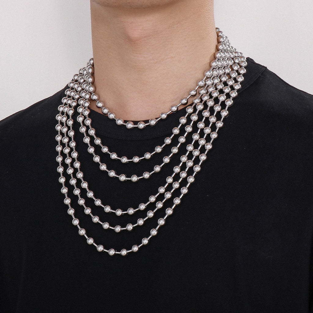 2/3/4/6/8mm Simple Balls Link Chain Necklaces For Men Women Silver Color Stainless Steel Balls Collar Choker Hip Hop Jewelry