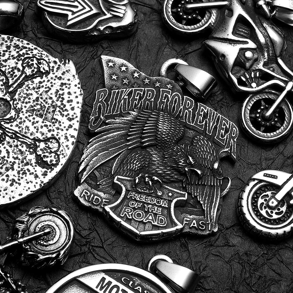 Punk Motorcycle Series Rider Route66 Stainless Steel Men Necklace Pendant Chain New in For Women Fashion Jewelry Gifts Wholesale
