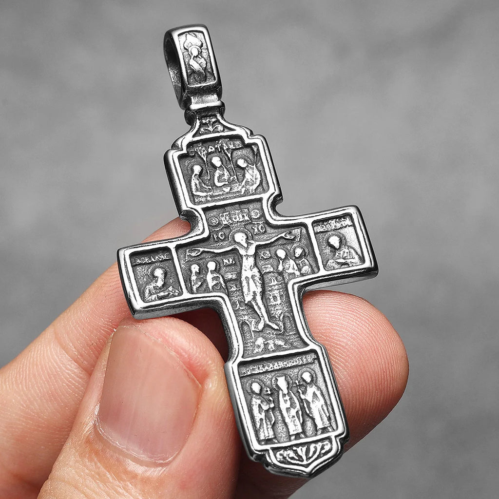 Cross Jesus Pendant Necklace Stainless Steel
