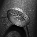Blackened Viking Stainless Steel Ring Norse Runes Design Retro Gothic Unisex Jewelry Gift for Men Women