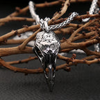 Fashion Vintage Raven Skull Pendant Necklace Mens Stainless Steel Unique Cool Carved Raven Animal Necklaces Jewelry Dropshipping