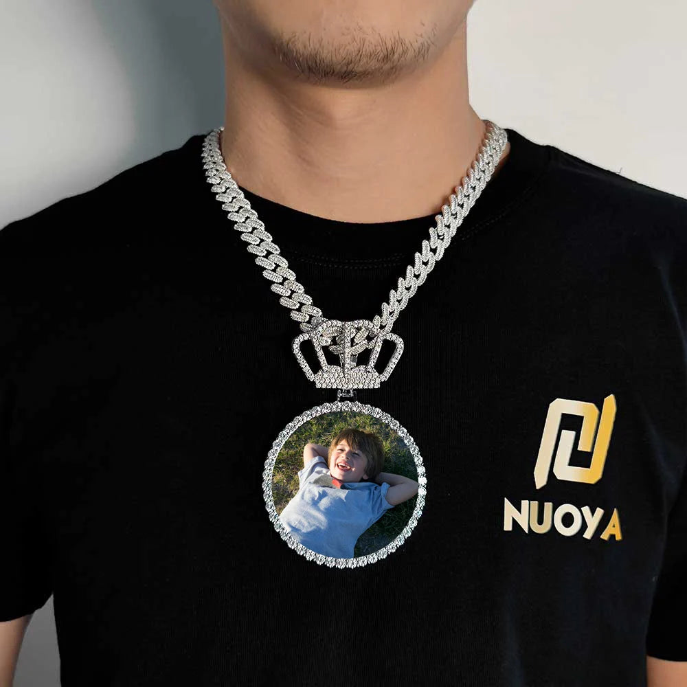 Crown Photo Pendant Necklace Statement