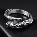Chinese Dragon Animal Band Ring for Men Women — Silver-Tone