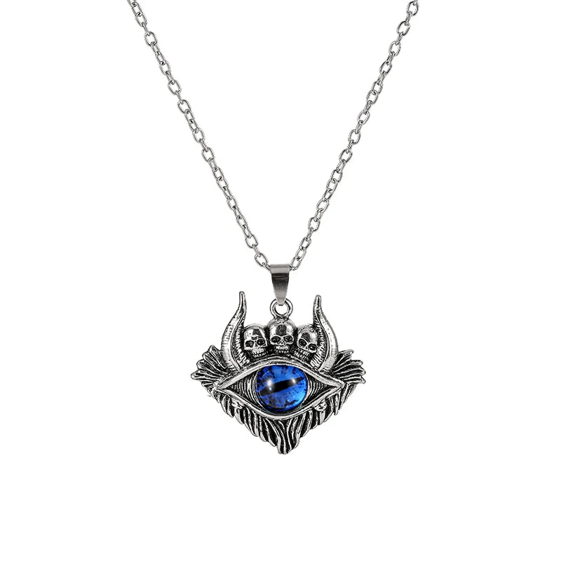 Antique Evil Eye Pendant Necklace For Women Men Creative Punk Hollow Star Colorful Eyeball Connect Choker Chain Jewelry