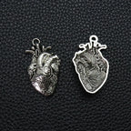 Anatomical Human Heart Pendant Necklace — Silver-Tone Gothic