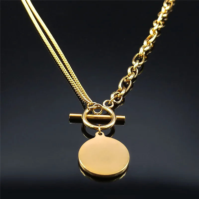 SAINT MICHAEL PROTECT US Archangel Chain Necklace for Women Men Gold Color Stainless Steel Protection Jewelry collier