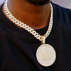 Men Initial Name Pendant Necklace with Hip Hop Iced Out Rhinestone Paved Cuban Link Chain Necklace Fashion Birthday
