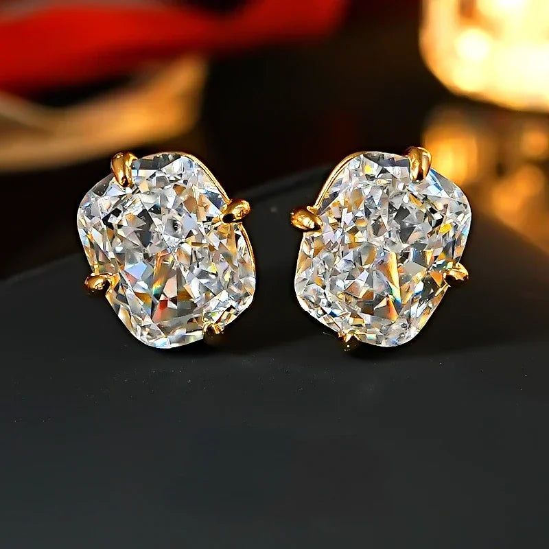 Fashion Classic Sparkling Synthetic Zirconia Stud Earrings for Unisex Luxury Minimalist Design Party Banquet Jewelry