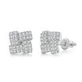 Iced Out Zircon Stud Earrings Stainless Steel CZ