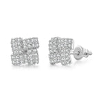 Iced Out Zircon Stud Earrings Stainless Steel CZ