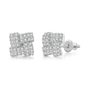 Iced Out Zircon Stud Earrings Stainless Steel CZ