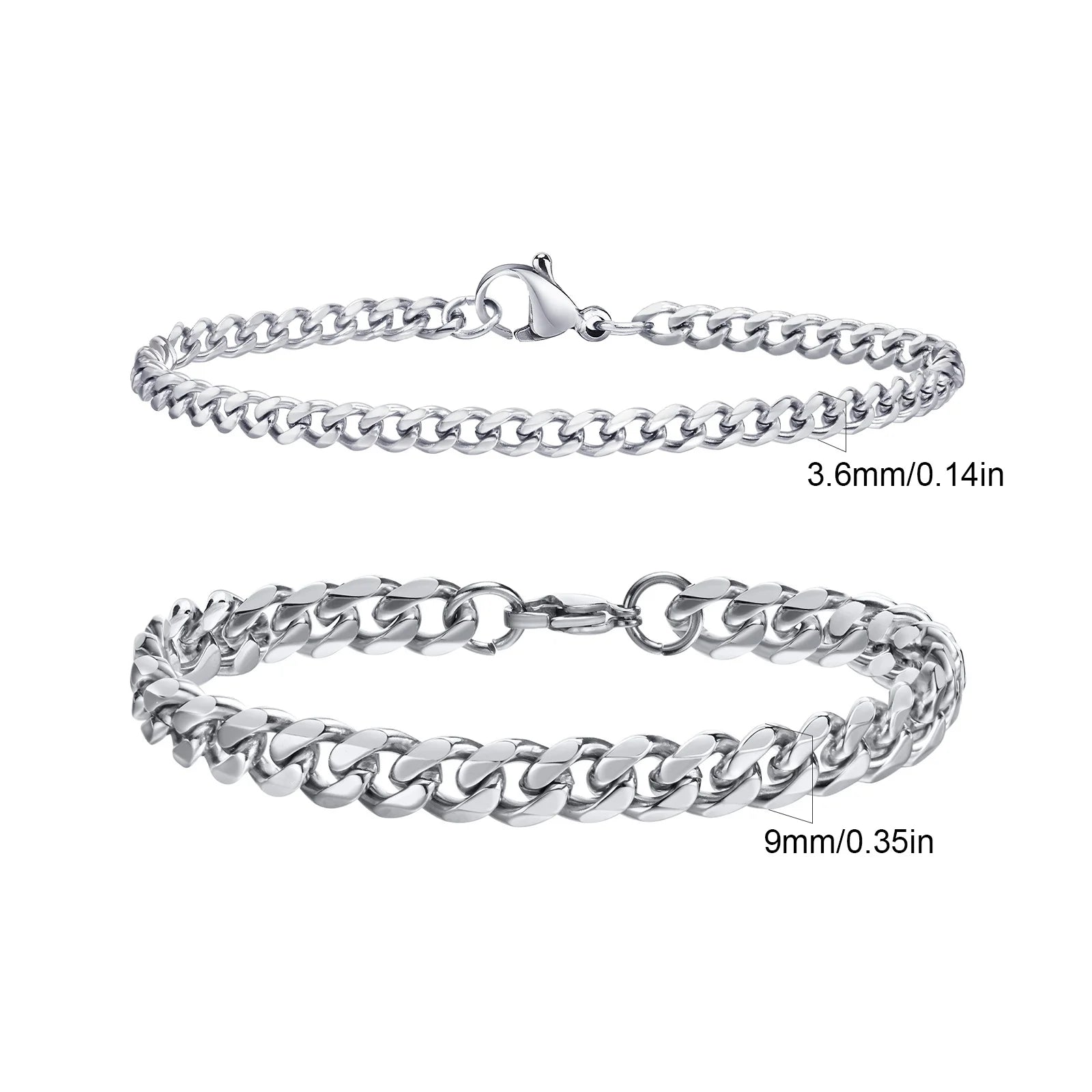 Rope Cuban Chain Bracelet 2pcs — Two-Tone