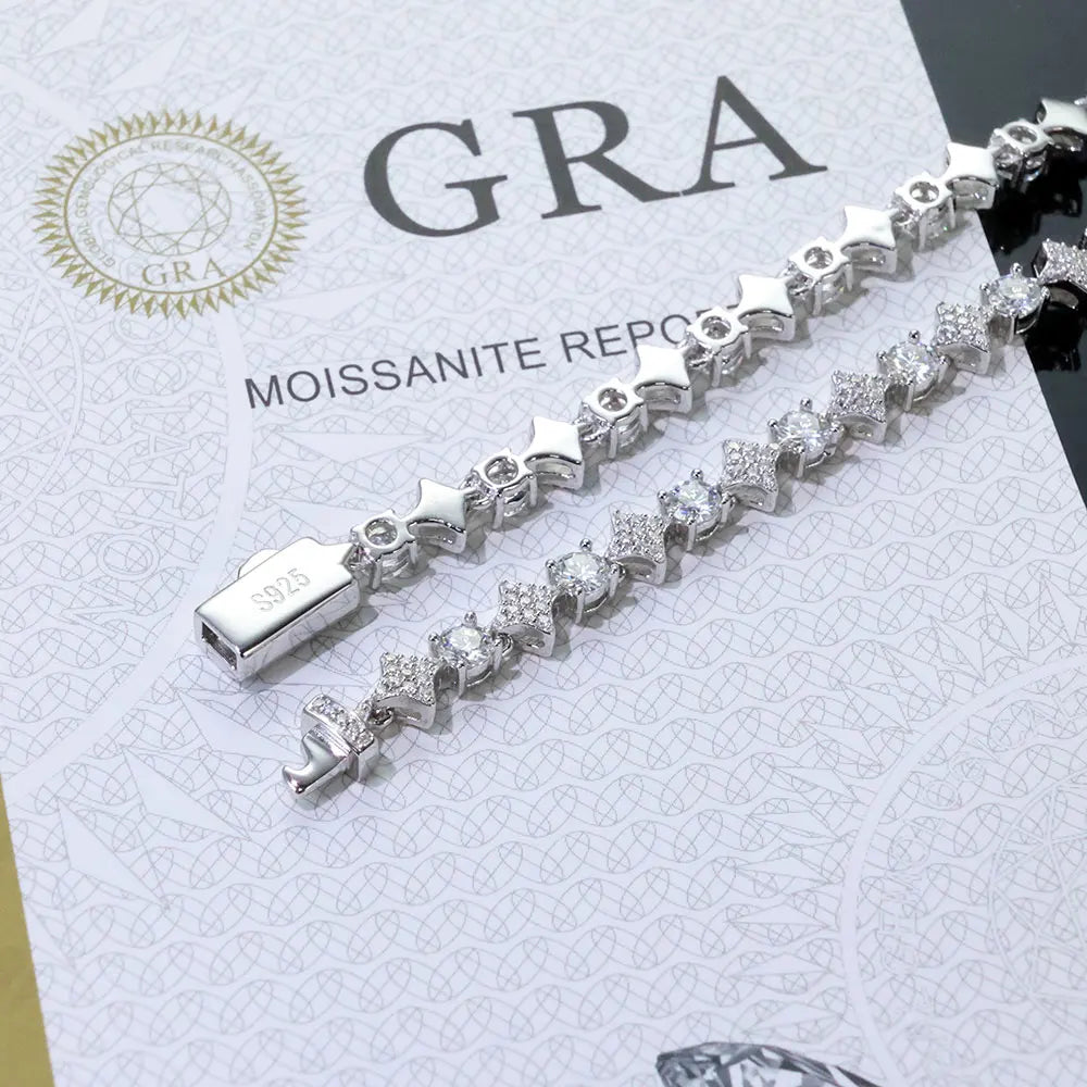925 Silver VVS Moissanite Star Tennis Chain