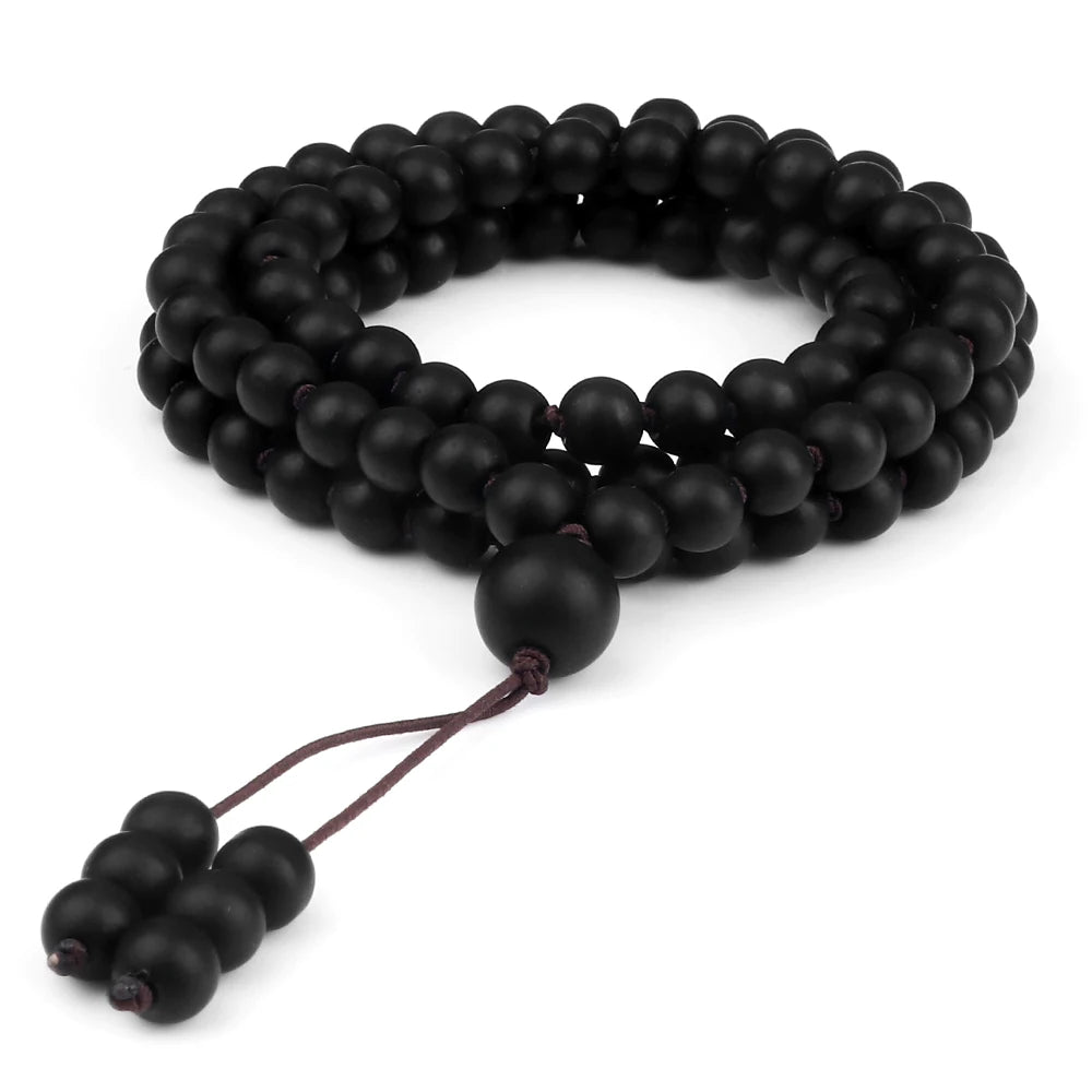 108 Black Lava Onyx Stone Beaded Prayer Bracelet & Necklace For Men Women 6mm Natural Stone Bracelet Charm Jewelry Gift