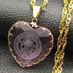 Saint Benedict Blue Heart Necklace — Stainless Steel