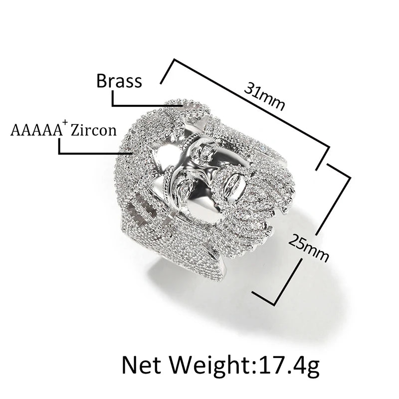 Iced Out CZ Pave Band Ring for Men — Two-Tone, Rapper Band
