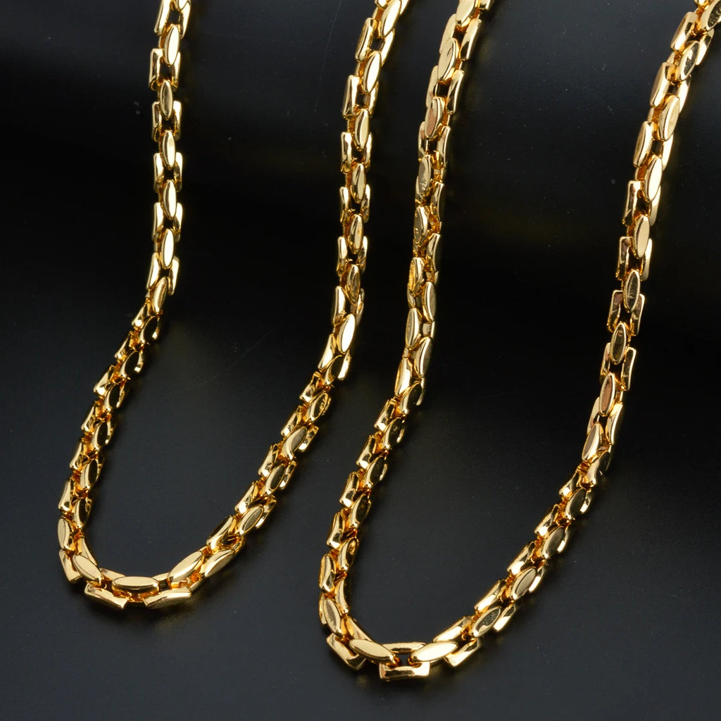 Dubai 18k Gold-Plated Hiphop Link Chain Necklace For Women Man Statement Gold Color Choker Classic Trendy Wedding Party