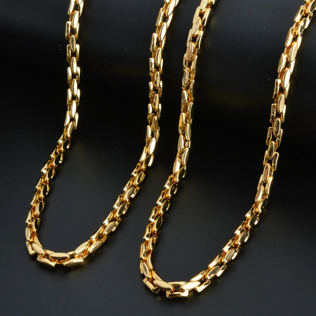 Dubai 18k Gold-Plated Hiphop Link Chain Necklace For Women Man Statement Gold Color Choker Classic Trendy Wedding Party