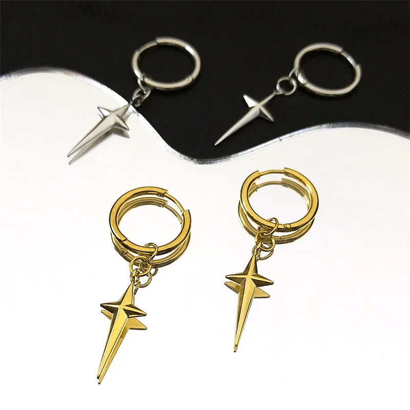 Cross Gold Drop Earrings — Stainless Steel