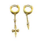 Cross Two-Tone Earrings Sterling Zircons Spike