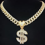 Men Women Hip Hop Dollar Pendant Necklace with 13mm Cuban Chain Hiphop Iced out pendants Necklaces Fashion Punk Jewelry