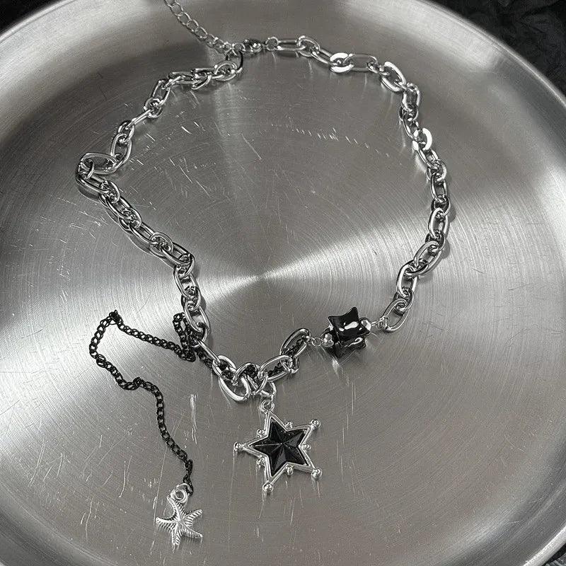 Punk Stainless Steel Star Geometry Pendant necklace for Men Hip Hop Elements Jewelry