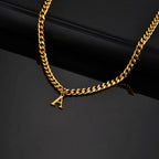 Vnox Men's Thick 5mm Wide Chain 26 Letters Pendant Necklace Punk Hip Hop Gold Color Jewelry On Neck Boys Cool Wear